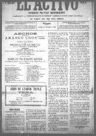 El Activo : Periódico Político Independiente y Defensor de los Intereses Morales, Materiales y Agrícolas de este Distrito Electoral. Núm. 29, 10 de diciembre de 1899