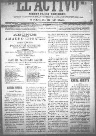 El Activo : Periódico Político Independiente y Defensor de los Intereses Morales, Materiales y Agrícolas de este Distrito Electoral. Núm. 31, 24 de diciembre de 1899