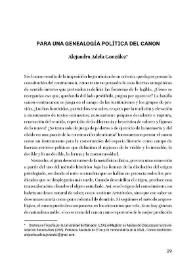 Para una genealogía política del canon