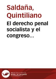 El derecho penal socialista y el congreso penitenciario de Berlín