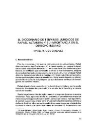 El diccionario de términos jurídicos de Rafael Altamira y su importancia en el Derecho Indiano