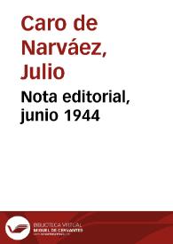 Nota editorial, junio 1944