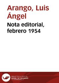 Nota editorial, febrero 1954