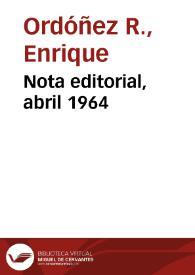 Nota editorial, abril 1964