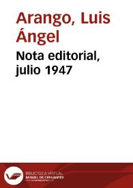 Nota editorial, julio 1947