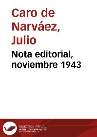 Nota editorial, noviembre 1943