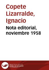 Nota editorial, noviembre 1958