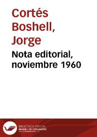 Nota editorial, noviembre 1960