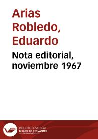 Nota editorial, noviembre 1967