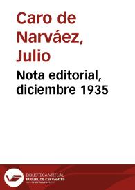 Nota editorial, diciembre 1935