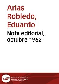 Nota editorial, octubre 1962