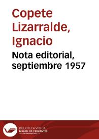 Nota editorial, septiembre 1957