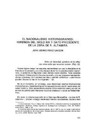 El nacionalismo historiográfico: herencia del siglo XIX y dato precedente de la obra de R. Altamira