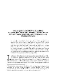 Ideas que imprimen carácter: narración, retrato y otras maniobras de distracción en la 