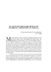 El costumbrismo como motivo de desprecio. (A propósito de Pereda)