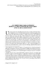 ¿No sirve para nada la poesía? Réplica a tres voces en el escenario actual de la discusión