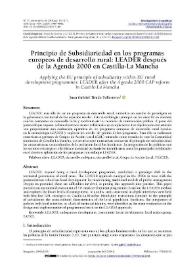 Principio de Subsidiariedad en los programas europeos de desarrollo rural: LEADER después de la Agenda 2000 en Castilla-La Mancha