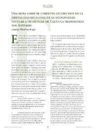 Una nota sobre el concepto de cercanía en la mentalidad religiosa: de la religiosidad popular a un detalle de Calícula transmitido por Suetonio