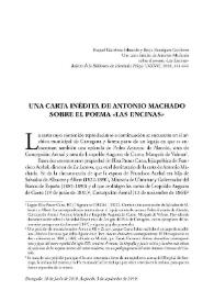 Una carta inédita de Antonio Machado sobre el poema 