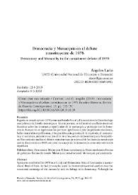 Democracia y Monarquía en el debate constituyente de 1978