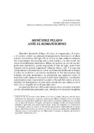 Menéndez Pelayo ante el Romanticismo