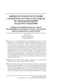 Models de traducció literària i audiovisual en català col·loquial: el cas de «Jackie Brown» de Quentin Tarantino