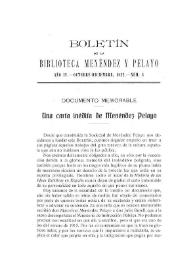 Documento memorable. Una carta inédita de Menéndez Pelayo