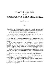 Catálogo de los manuscritos de la Biblioteca (Continuación)