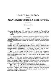 Catálogo de los manuscritos de la Biblioteca (Continuación)