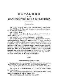 Catálogo de los manuscritos de la Biblioteca (Continuación)