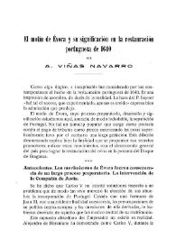 El motín de Évora y su significación en la restauración portuguesa de 1640