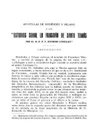 Apostillas de Menéndez Pelayo a los «Estudios sobre la Filosofía de Santo Tomás» por el M. R. P. Zeferino González