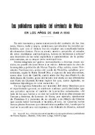 Los pobladores españoles del Virreinato de México en los años 1540 a 1550