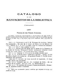 Catálogo de los manuscritos de la Biblioteca (Continuación)