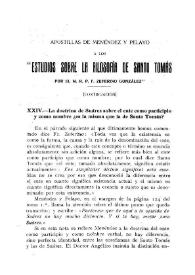 Apostillas de Menéndez Pelayo a los «Estudios sobre la Filosofía de Santo Tomás» por el M. R. P. Zeferino González (Continuación)