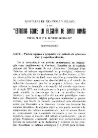 Apostillas de Menéndez Pelayo a los «Estudios sobre la Filosofía de Santo Tomás» por el M. R. P. Zeferino González (Continuación)