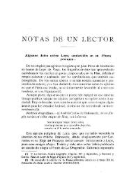 Notas de un lector: Algunos datos sobre Lope, contenidos en su 