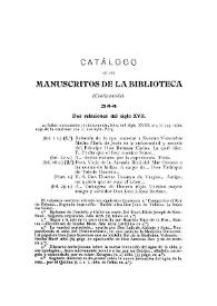 Catálogo de los manuscritos de la Biblioteca (Continuación)