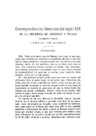 Correspondencias literarias del siglo XIX en la Biblioteca de Menéndez Pelayo (continuación)