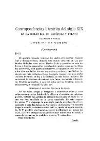 Correspondencias literarias del siglo XIX en la Biblioteca de Menéndez Pelayo (continuación)