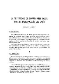 Un testimonio de inapreciable valor para la metodología del latín (continuación)