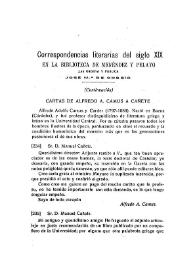 Correspondencias literarias del siglo XIX en la Biblioteca de Menéndez Pelayo (Continuación)