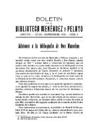 Adiciones a la bibliografía de Don Marcelino