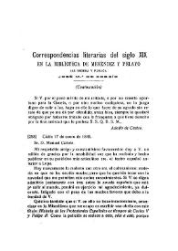 Correspondencias literarias del siglo XIX en la Biblioteca de Menéndez Pelayo (continuación)