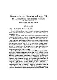 Correspondencias literarias del siglo XIX en la Biblioteca de Menéndez Pelayo (Continuación)