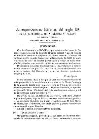 Correspondencias literarias del siglo XIX en la Biblioteca de Menéndez Pelayo (Continuación)