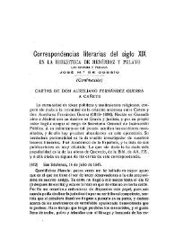 Correspondencias literarias del siglo XIX en la Biblioteca de Menéndez Pelayo (Continuación)