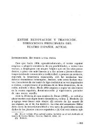 Entre renovación y tradición. Direcciones principales del teatro español actual