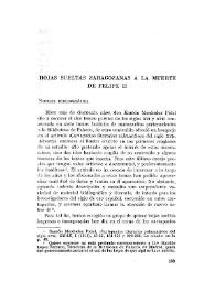 Hojas sueltas zaragozanas a la muerte de Felipe II