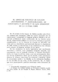 El lenguaje político de Galdós: «Revolución» y «Restauración» en 